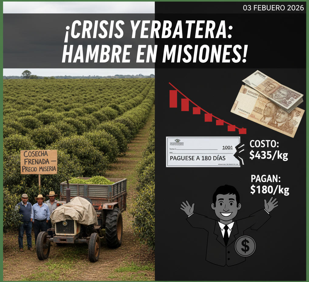 Paro total en los yerbales: La brecha entre costos y precios asfixia al productor misionero