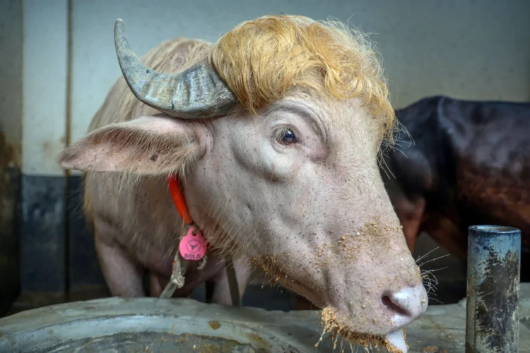 Un búfalo albino con “look Trump” causa furor en Bangladesh y se vende a precio récord